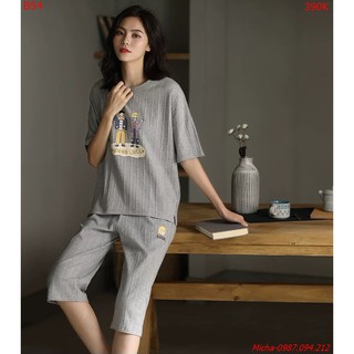 Bộ đồ nữ thun gân cao cấp dáng lỡ màu xám Good Luck - Micha B54