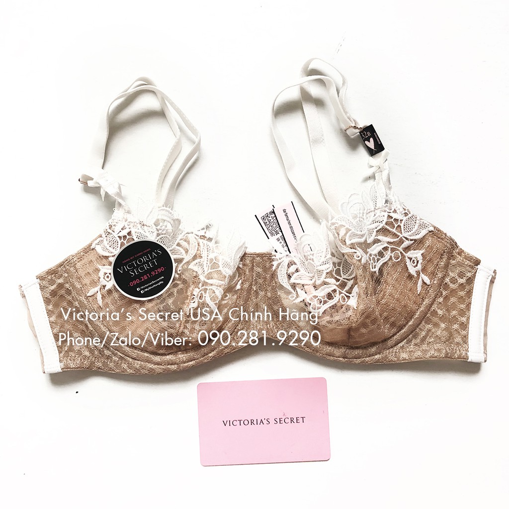 (34B/B75 - Bill Mỹ) - Áo ngực nude hoa trắng (103) không mút, Dream Angels, Nude Coco - Victoria's Secret USA | BigBuy360 - bigbuy360.vn