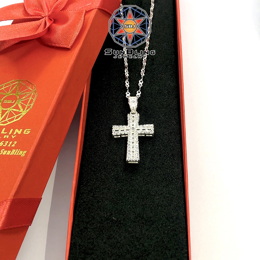 Mặt dây chuyền SunBling thánh giá full hột cho nam nữ, mặt dây chuyền bạc đính đá cao cấp, sang trọng SB4184