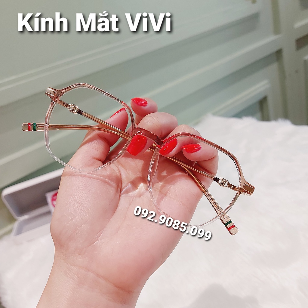 Gọng kính cận thời trang nữ dáng đa giác chất liệu nhựa cốt kim loại V9089, nhận cắt cận viễn loạn Kính mắt ViVi