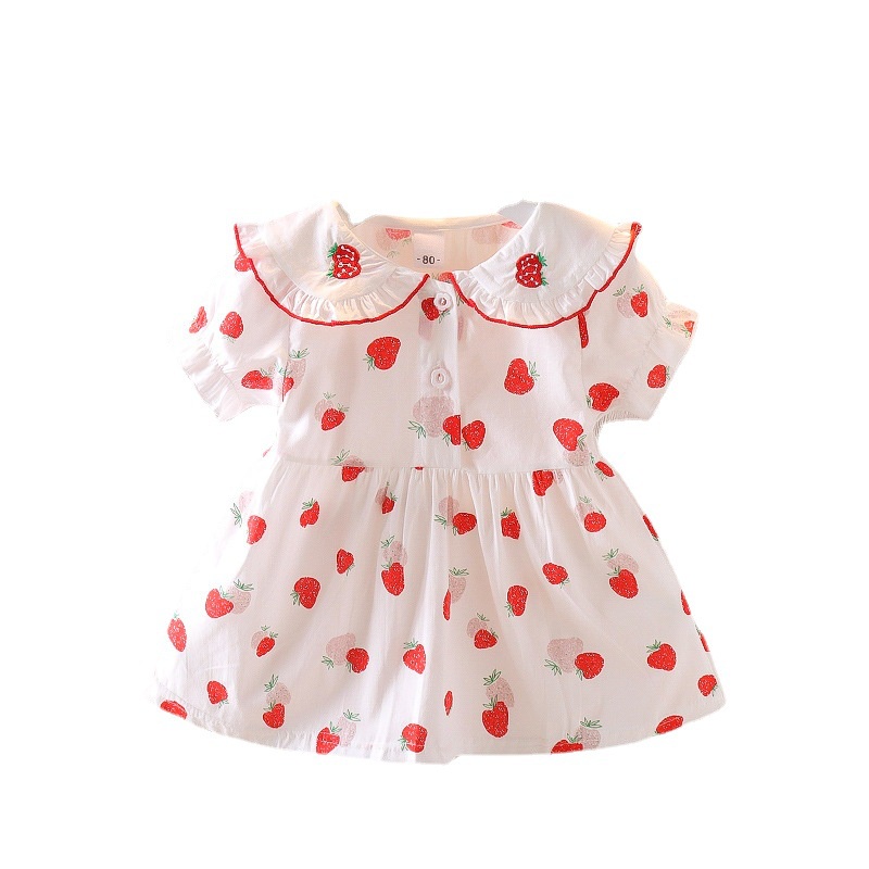 Đầm Công Chúa In Họa Tiết Dâu Tây Kiểu Hàn Quốc Thời Trang Mùa Hè 2023 Cho Bé Gái