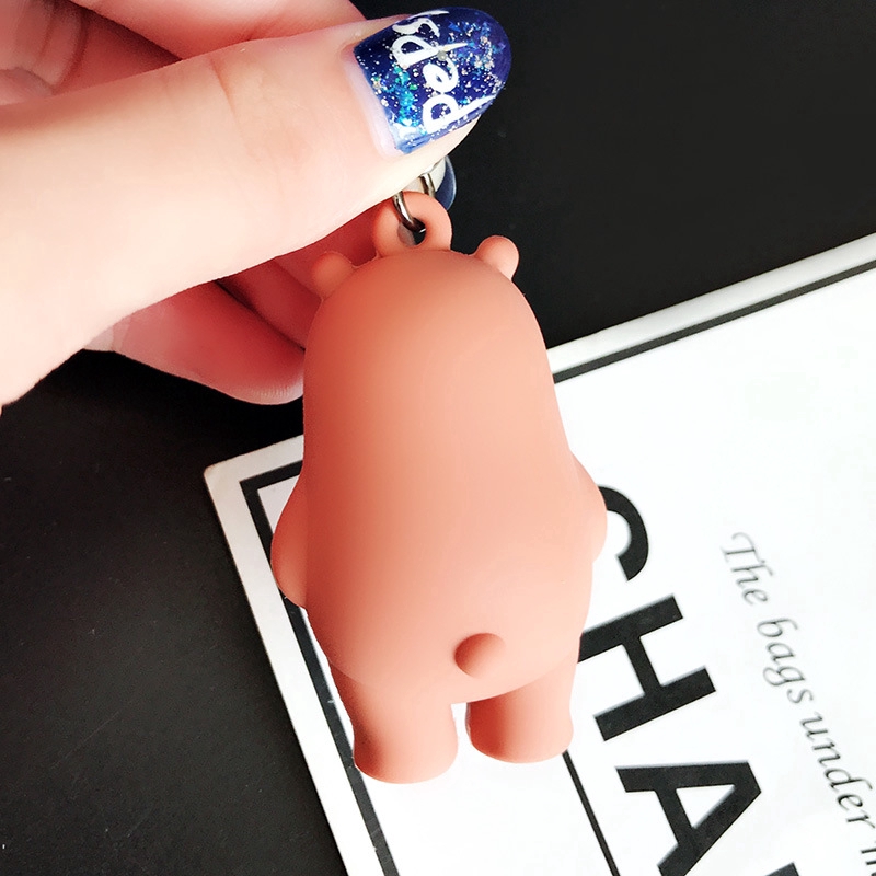 Móc Chìa Khóa Trang Trí Búp Bê Hình Gấu 3D Kiểu Hàn Độc Đáo Dễ Thương