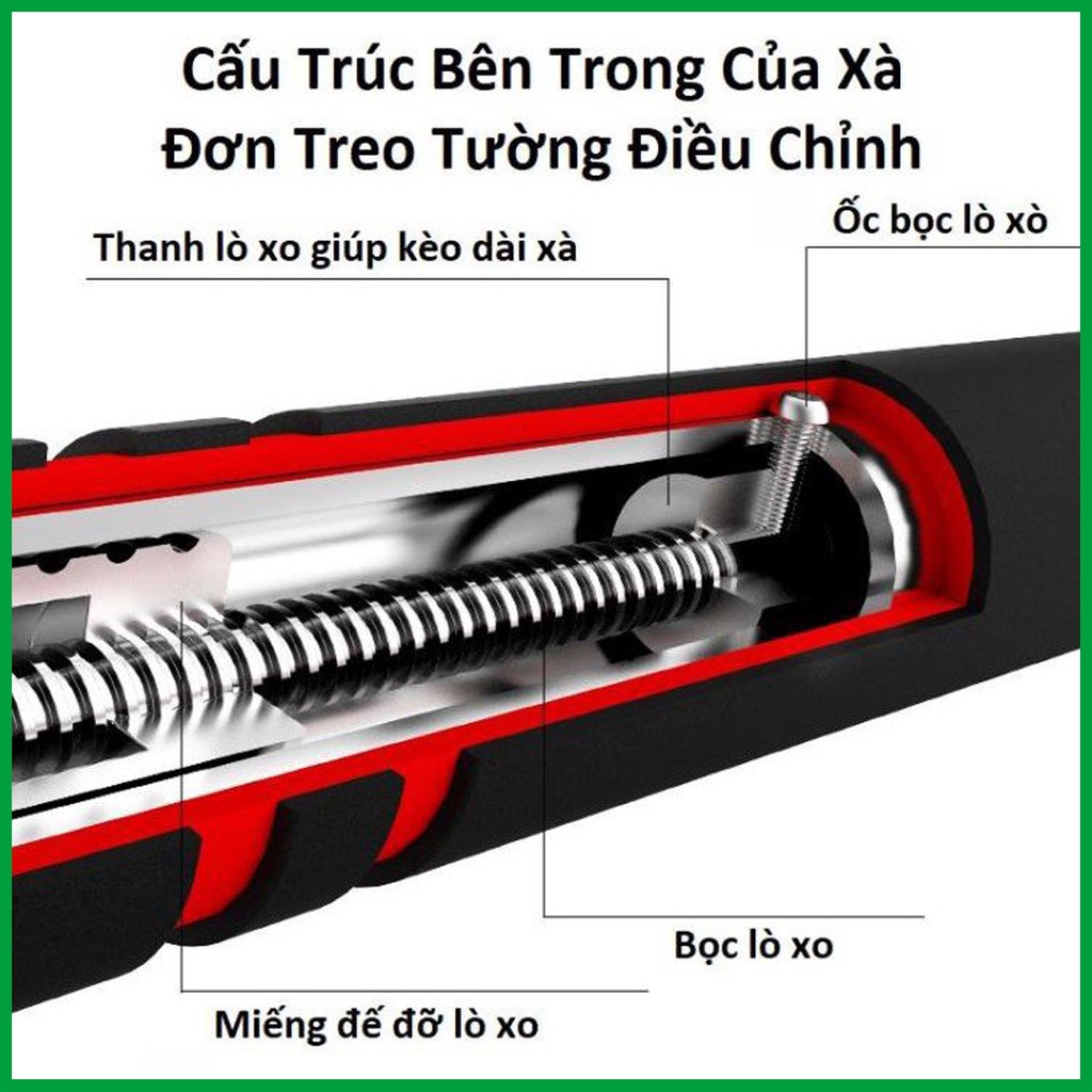 [Mút Dài] Thanh Tập Xà Đơn Treo Tường Gắn Cửa Nhiều Cỡ Từ 62-120cm Tùy Chỉnh Tập Gym Tập Thể Thao Chính Hãng Amalife