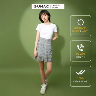 Chân váy nữ caro ly bèo GUMAC màu xám, phong cách VB173