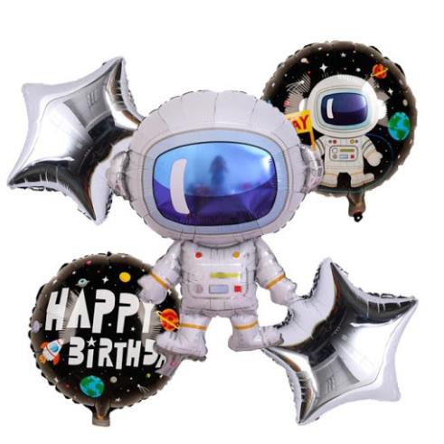 Đồ trang trí [Tặng kèm bơm và keo dán] Set bóng bay trang trí sinh nhật chủ đề phi hành gia cho bé trai - Bong bóng baby