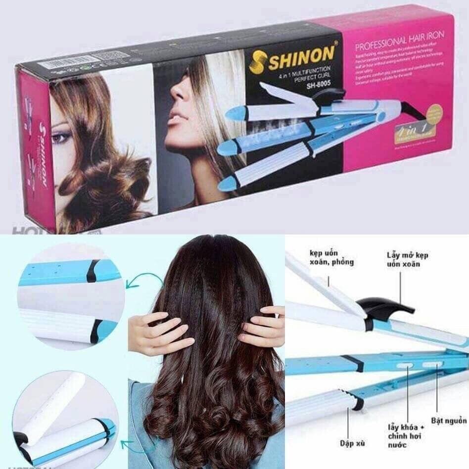 MÁY SHINON 4IN1 : DẬP XÙ, XOĂN LỌN. UỐN CỤP PHỒNG, LÀ DUỖI THẲNG