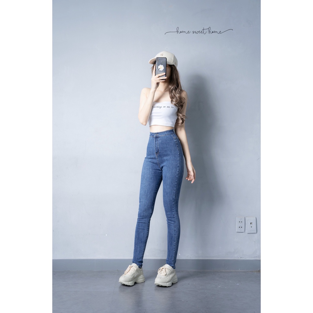 Quần Jean Nữ Skinny Siêu Cao Rách Kiểu ULZZANG Hình Ảnh Tự Chụp NoBrandDenim