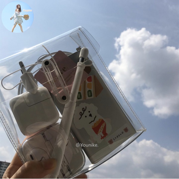 Túi Đựng Dây Cáp Sạc / Truyền Dữ Liệu Trong Suốt Phong Cách Hàn Quốc