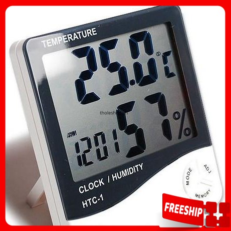 Máy đo độ ẩm  🔖1 ĐỔI 1 🔖   Máy Đo Nhiệt Độ Độ Ẩm Không Khí Trong Phòng và tích hợp đồng hồ giờ điện tử 3361