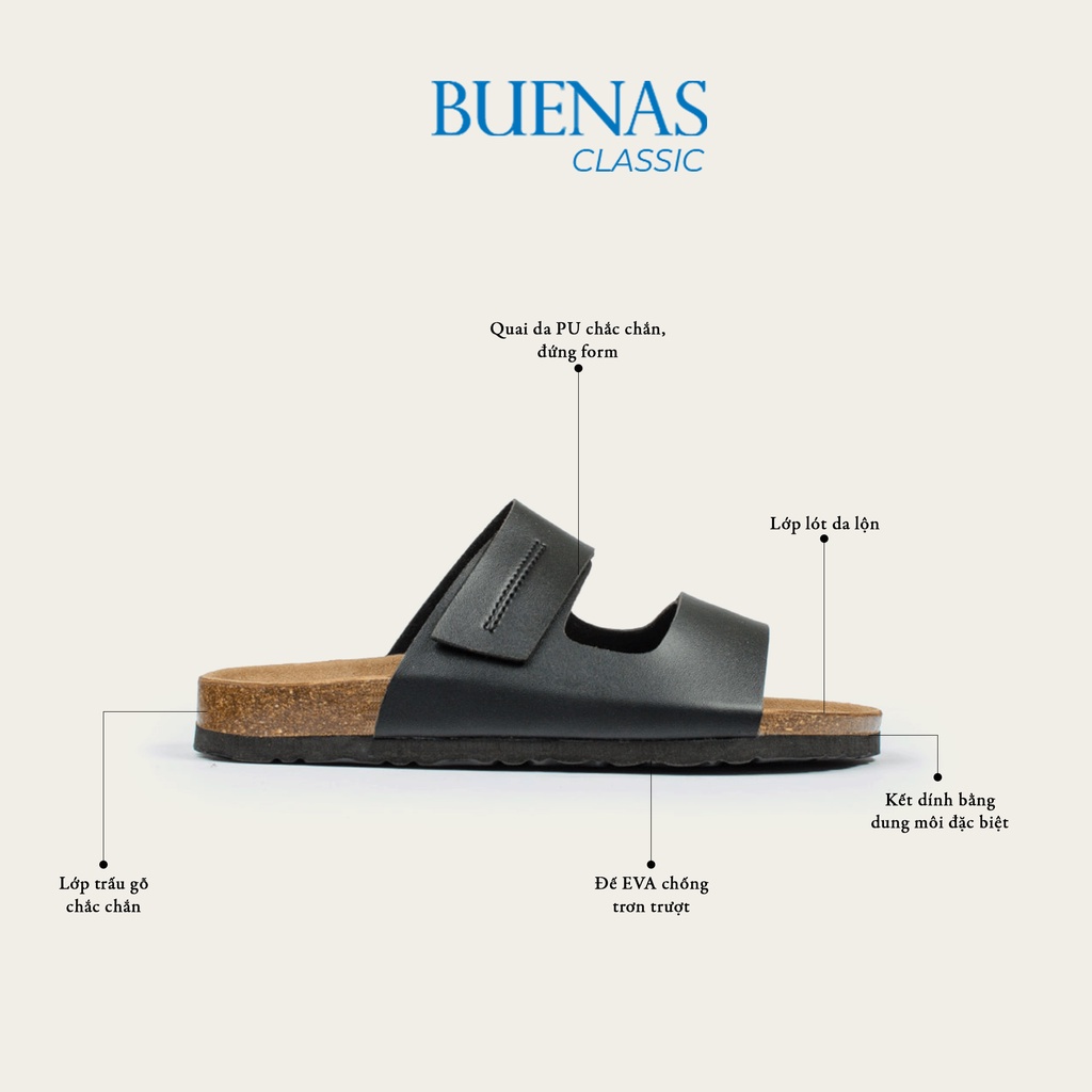Dép đế trấu nam nữ unisex birken quai ngang Buenas - BU04