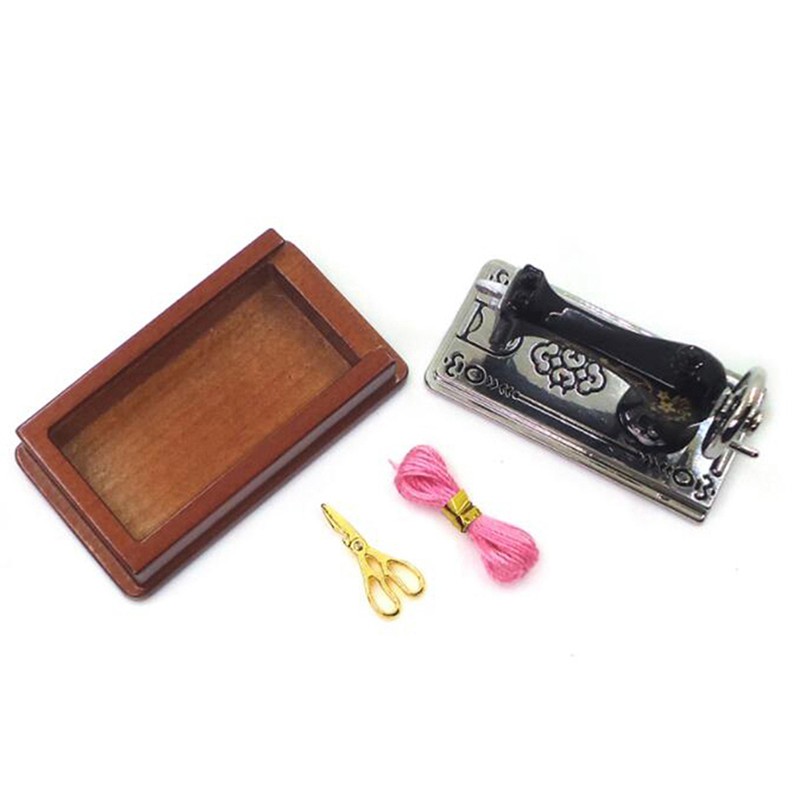 [superhomestore]1:12 Dollhouse Miniature Vintage Sewing Machine Model Furniture Accessories