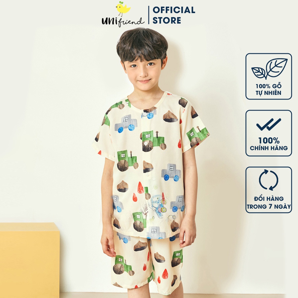Đồ bộ pijama vải viscose rayon mặc nhà mùa hè cho bé trai Unifriend Hàn Quốc U3042