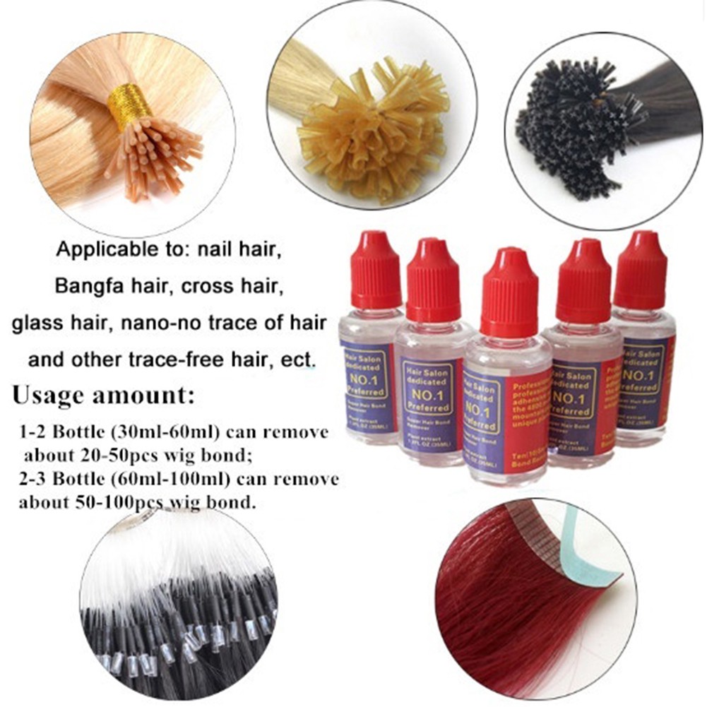 Professional Traceless Transparent Hair Extension Adhesive Remover Wig Bond Glue V08