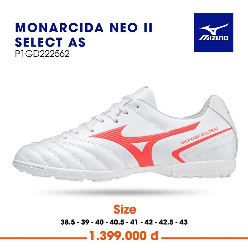 [ MIZUNO ] Giày đá bóng Mizuno Monarcida Neo II Select As Trắng