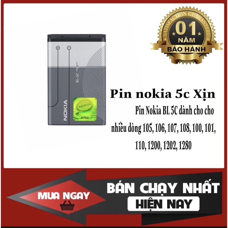 Pin Nokia BL 5C dành cho cho nhiều dòng 105, 106, 107, 108, 100, 101, 110, 1200, 1202, 1280