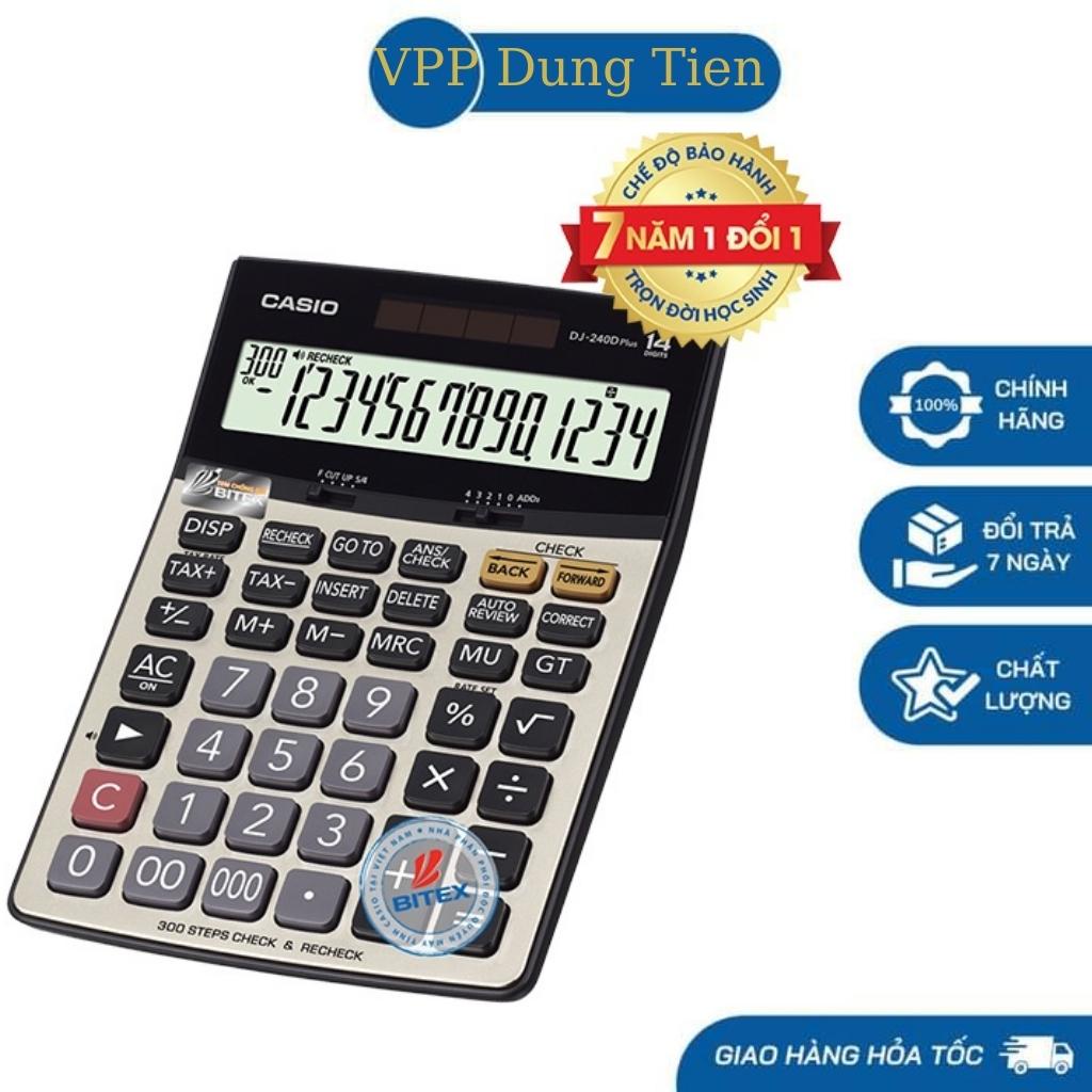 Máy tính để bàn cỡ lớn 14 số phục vụ kế toán chuyên nghiệp Casio DJ-240D Plus, bảo hành 7 năm