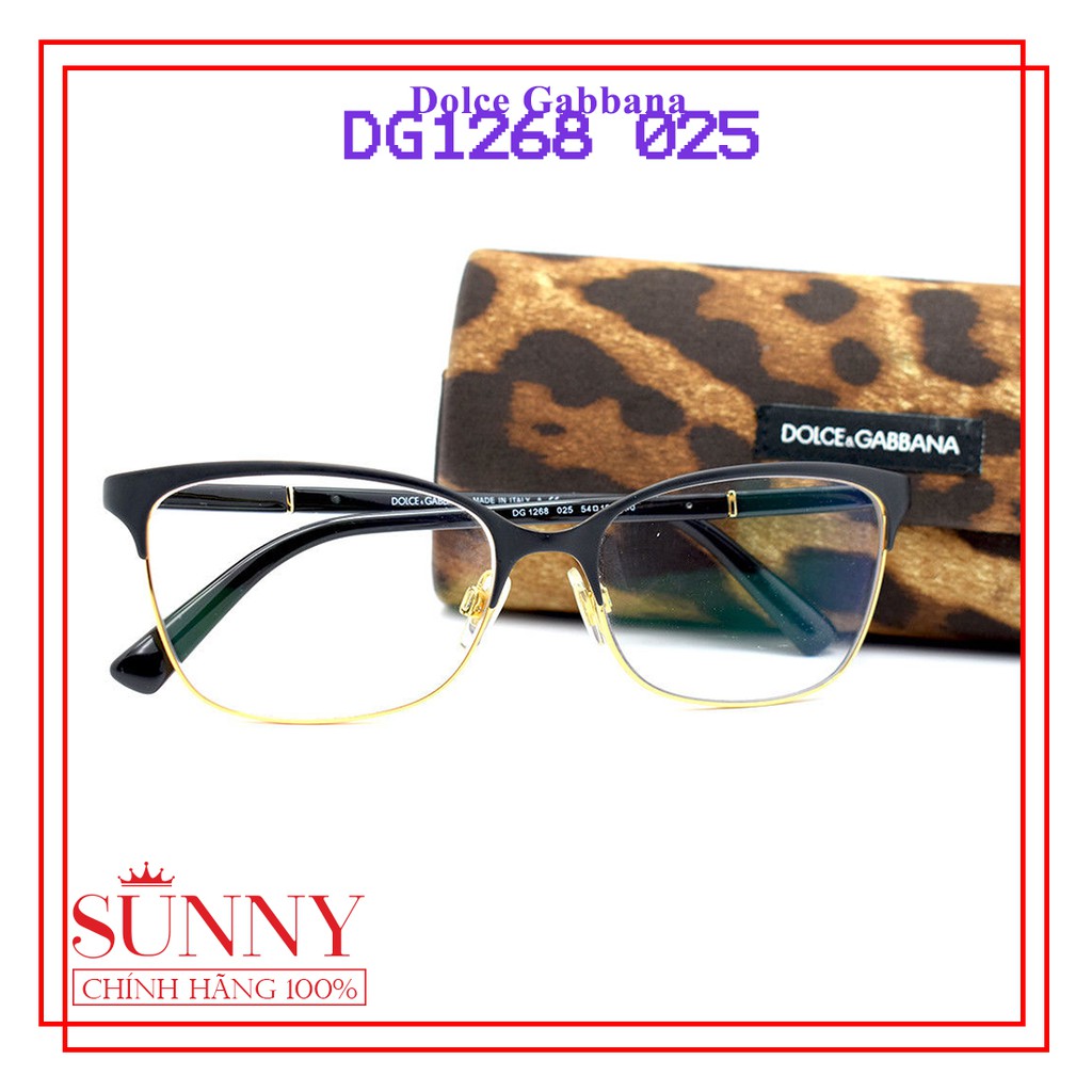 Gọng kính chính hãng Dolce &amp; Gabbana DG1268 025 màu sắc thời trang, thiết kế dễ đeo bảo vệ mắt