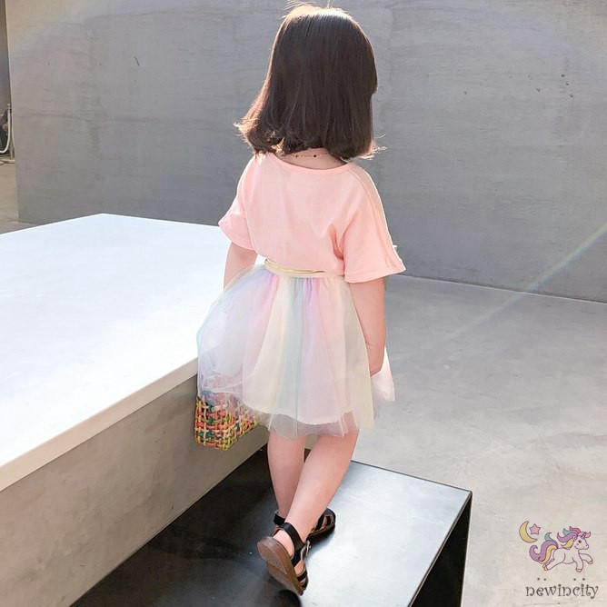 Set áo thun + chân váy lưới xinh xắn cho bé gái