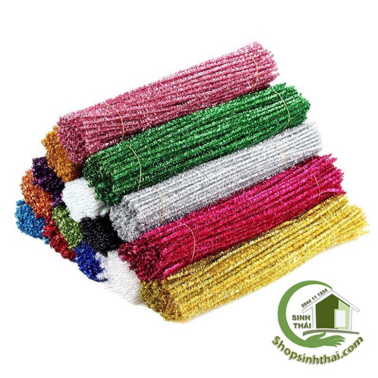 Dây kẽm xù kim tuyến, kẽm làm đồ chơi, mô hình  - màu xanh lá