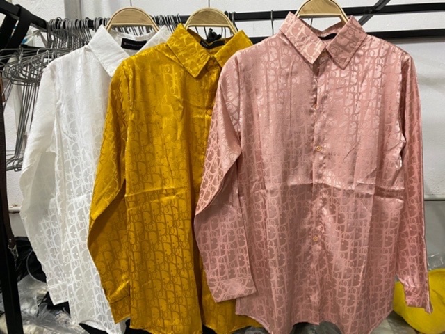 Áo sơ mi lụa vân chữ D cao cấp