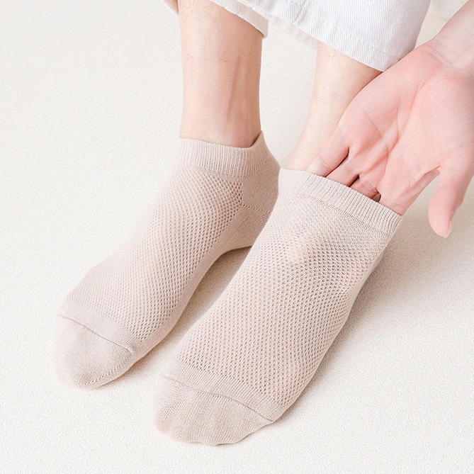 Vớ cotton Cổ Thấp Màu Trơn Thoáng Khí Thời Trang Cho Nam