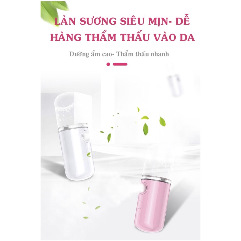 Máy phun sương xông hơi mặt, máy xịt khoáng Nano cầm tay giúp dưỡng da cấp ẩm dễ dàng mang theo mỗi ngày Ebi Cosmetics