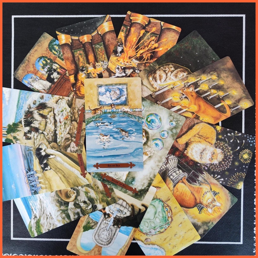 Bộ Bài Tarot Phiên Bản Tiếng Anh Hình Mèo Và Hoa Màu Sắc Ngôn Ngữ Oracle Sử Dụng Trong Gia Đình chunvn