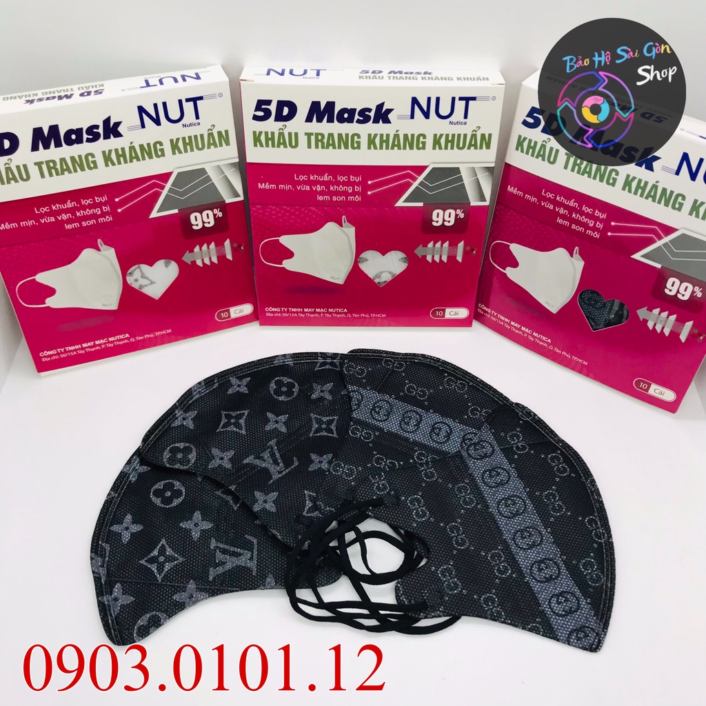 Khẩu trang 5d người lớn NUT chính hãng, 5d mask Hàn Quốc hàng có sẵn nhiều họa tiết mới hộp 10 cái