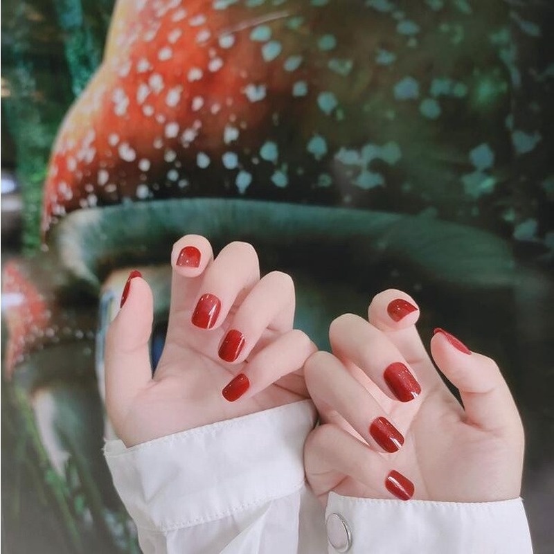 Set 24 móng tay giả màu sắc xinh xắn