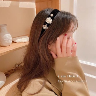 Cài tóc băng đô nhung đen gắn charm
