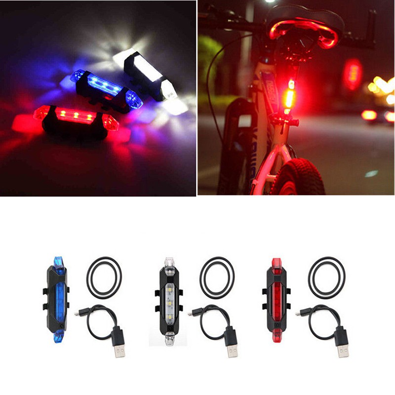 EL Đèn báo hiệu gắn đuôi xe đạp 5 bóng LED có cổng sạc USB