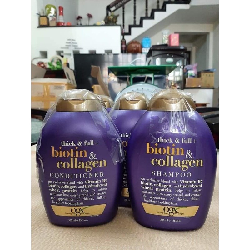 Cặp dầu gội xả OGX Biotin And Collagen 385ml/chai
