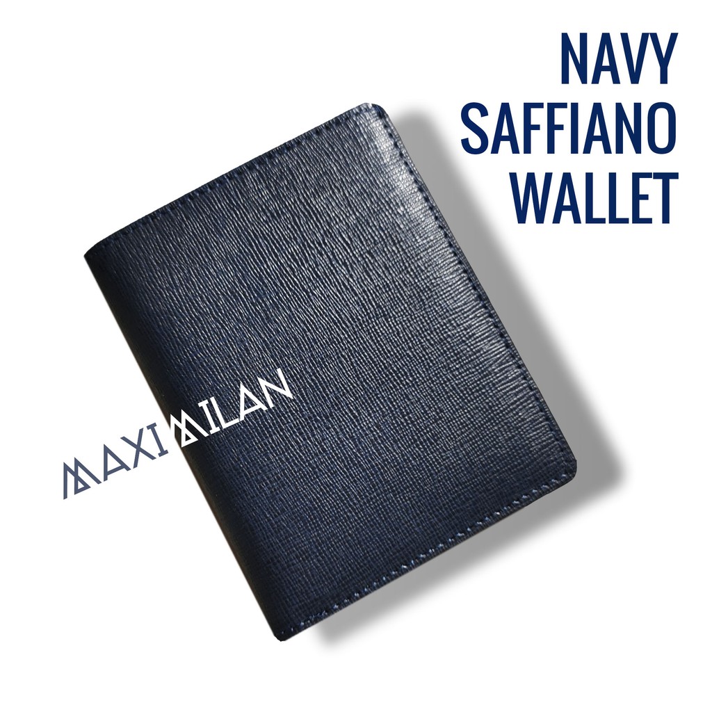 VÍ ĐỨNG MINI XANH NAVY DA BÒ SAFFIANO THẬT 100% - Follow shop giảm 20K