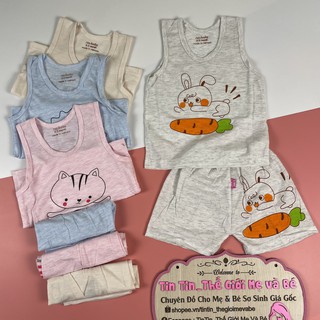 Bộ ba lỗ cho bé bộ cotton cho bé trai, bé gái, chất cotton siêu nhẹ, siêu mát