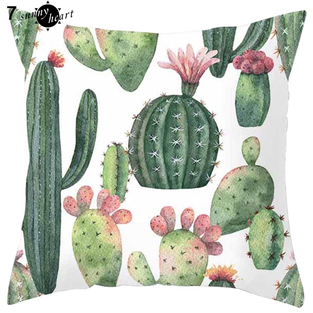 Vỏ Gối Vuông In Hình Cây Xương Rồng Độc Đáo Phong Cách