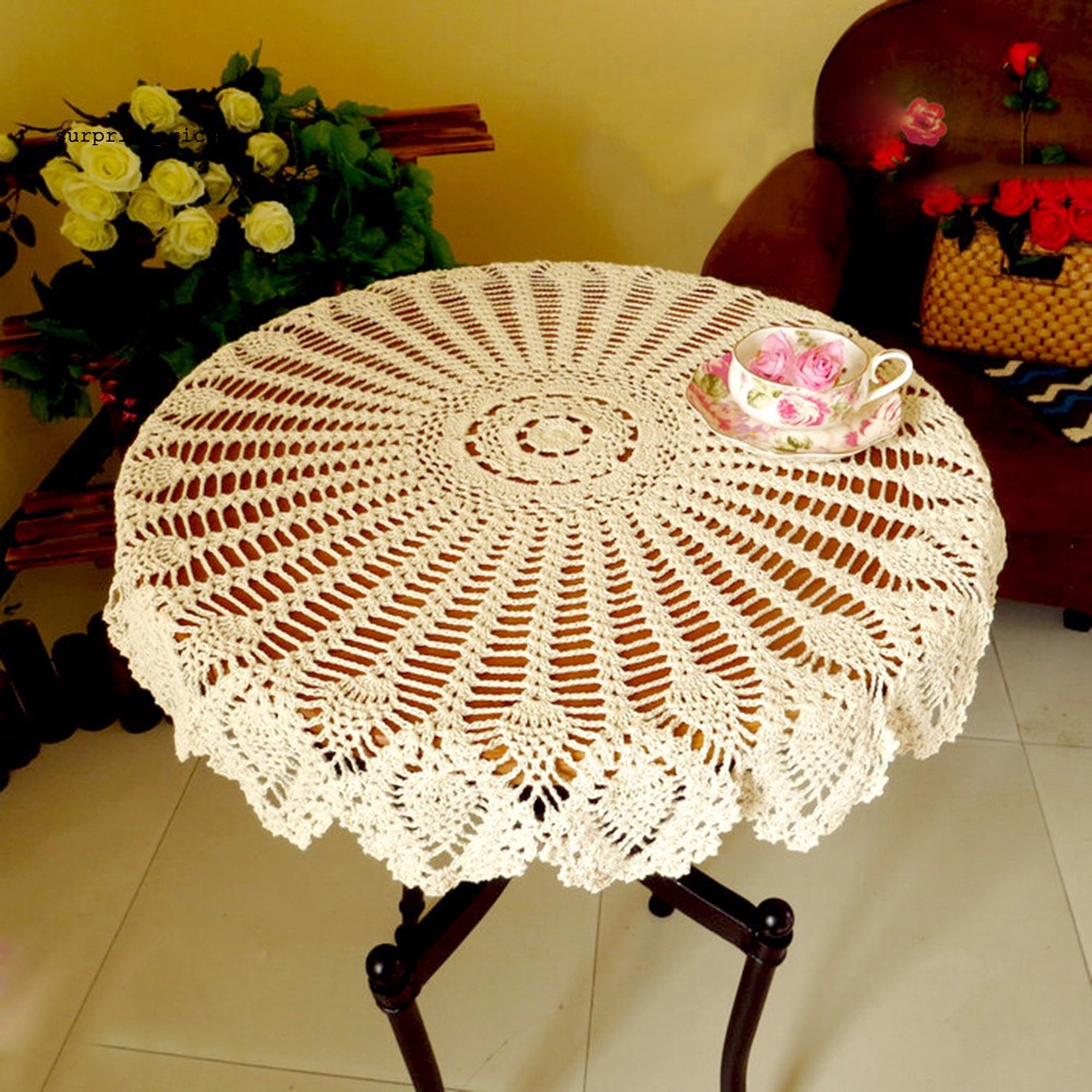 Khăn trải bàn bằng cotton dạng tròn 80cm