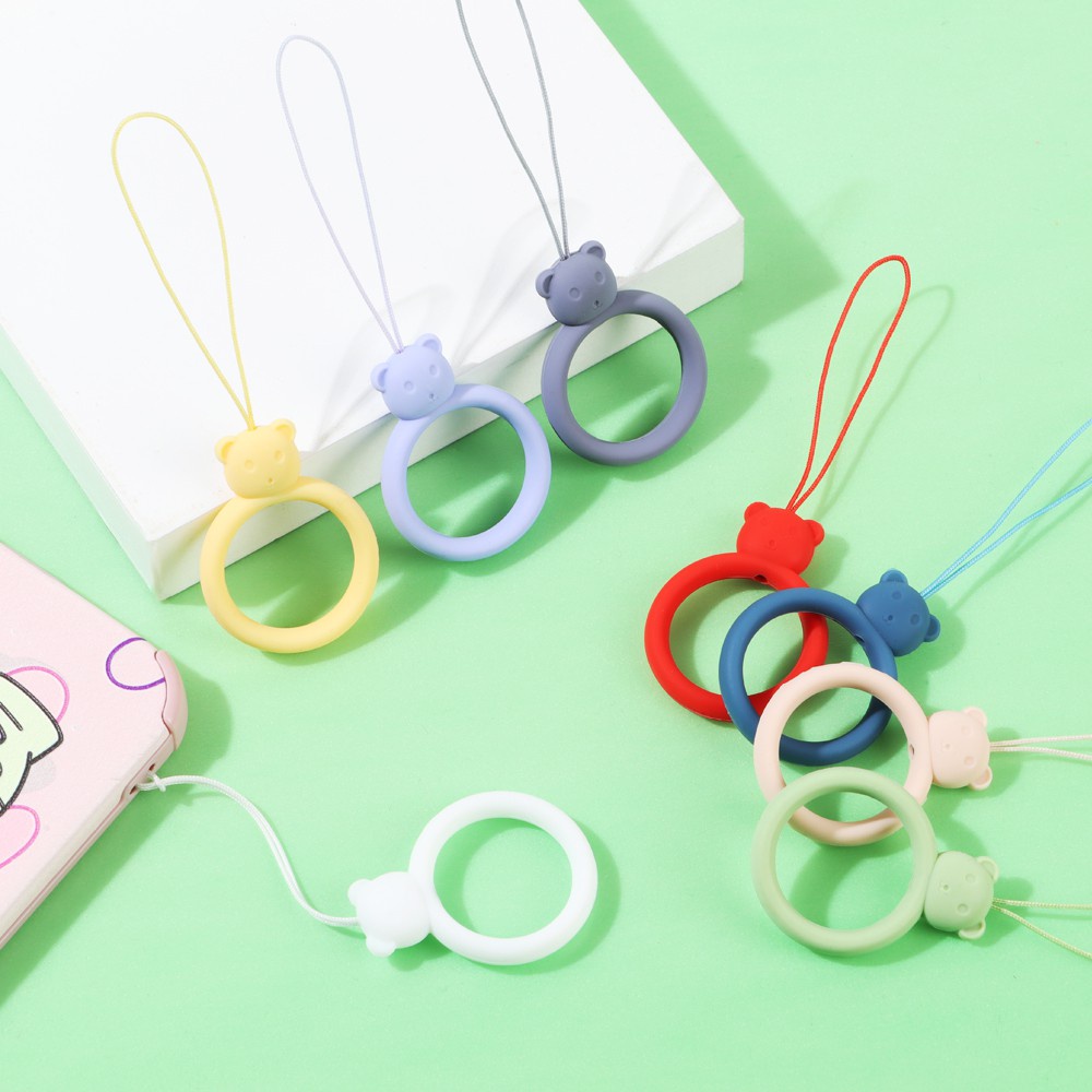 Dây buộc điện thoại/vỏ đựng hộp sạc tai nghe/đĩa u chống thất lạc bằng silicon mềm hình gấu nhiều màu tùy chọn