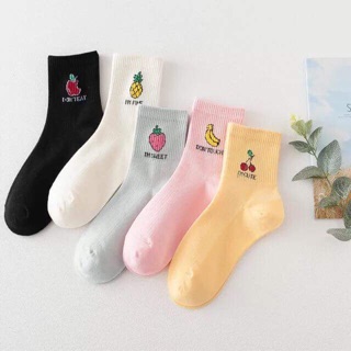 Tất hoa quả màu cổ cao