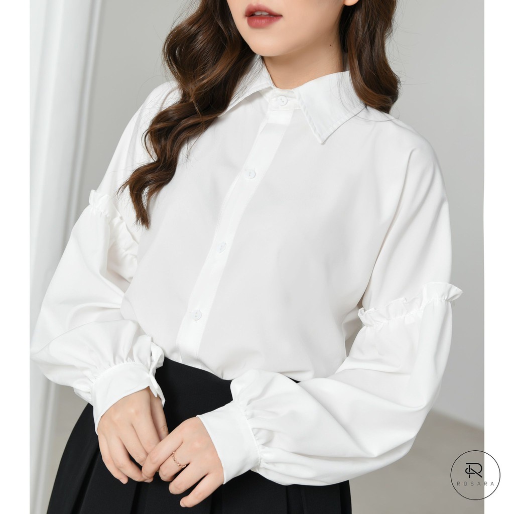 Áo sơ mi trắng thời trang nữ tay cách điệu Rosara SP90 | BigBuy360 - bigbuy360.vn