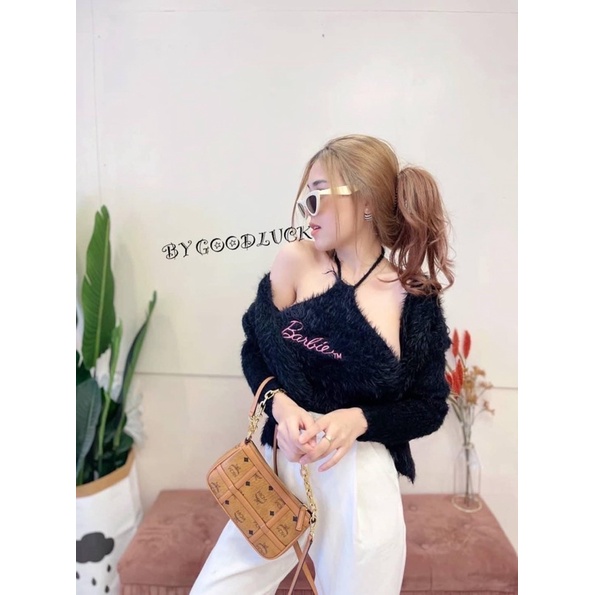 set len lông thêu barbie : gồm choàng  &amp; yếm