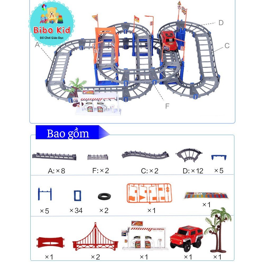 Bộ đồ chơi lắp ghép đường ray ô tô cho bé 88 chi tiết cho bé (CỠ LỚN)