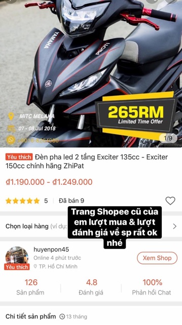 Đèn pha led 2 tầng Exciter 135cc - Exciter 150cc chính hãng Zhipat