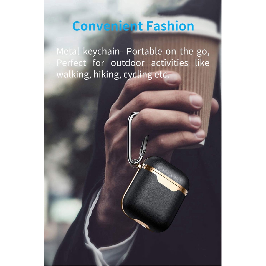 Vỏ da thật chống sốc bảo vệ hộp sạc tai nghe thích hợp cho Airpod 1 & 2