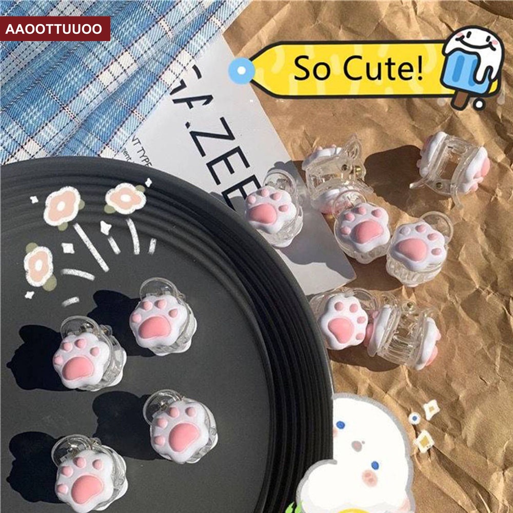 Set 2 kẹp tóc kiểu bàn chân chú mèo màu sắc dễ thương