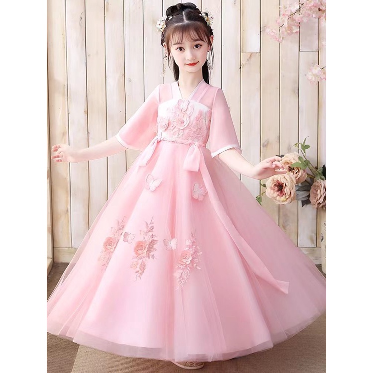 Đầm Hán Phục Cách Tân Chất Liệu Chiffon Phong Cách Trung Hoa Cổ Điển Cho Bé Gái