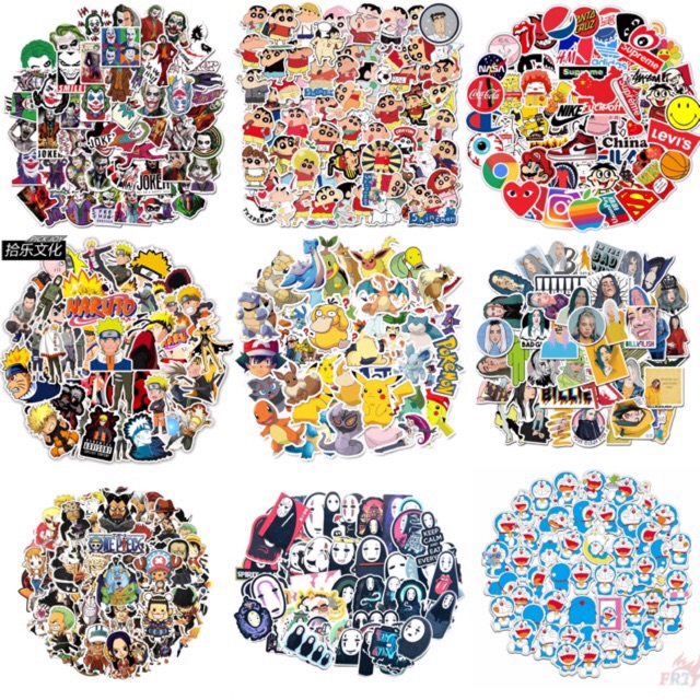 50 miếng Sticker cute dán nón bảo hiểm,vali,xe, chất liệu chống thấm nước