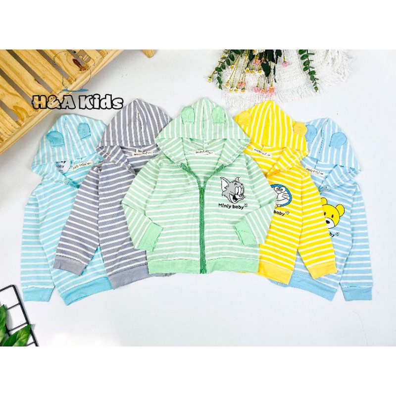 Áo khoác sọc dệt thun lạnh Minlybaby size 100-170