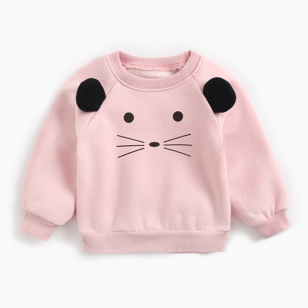 Bộ Quần Áo Sanlutoz In Họa Tiết Hoạt Hình Màu Hồng Thời Trang Mùa Đông Cho Bé