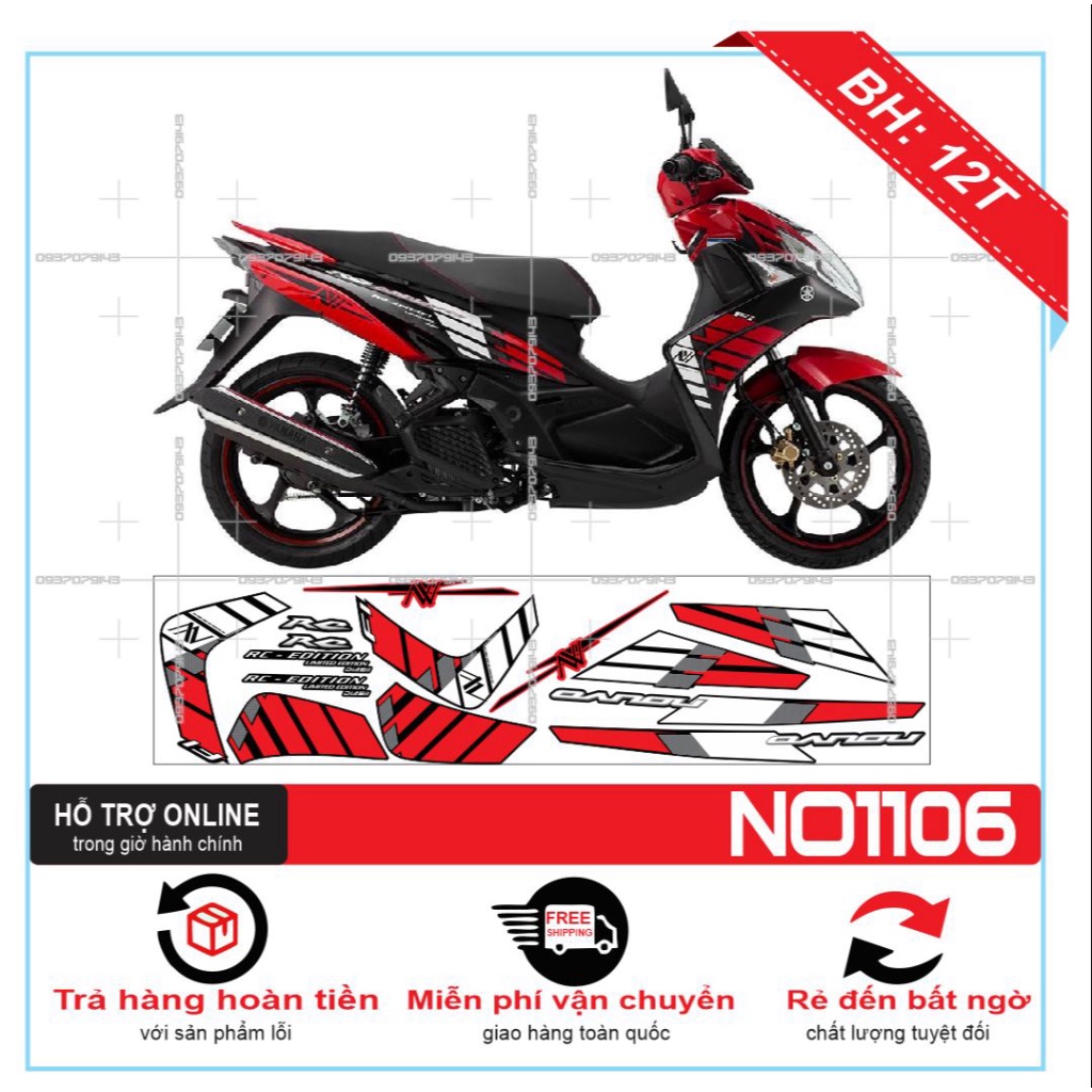 TEM XE NOUVO 5 CHẾ ĐỎ ĐEN -- SHIN DECAL 2