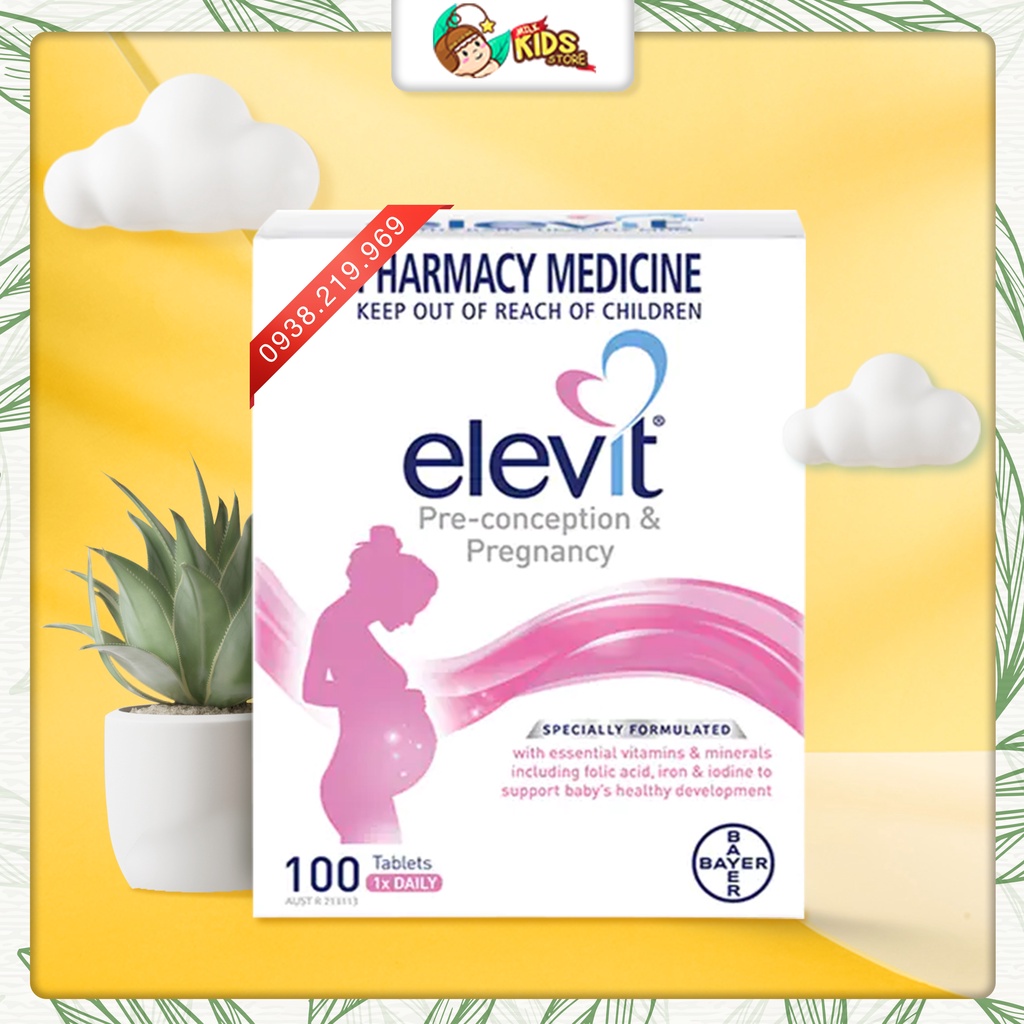 [Mẫu Mới] Vitamin Elevit tổng hợp cho mẹ bầu 100v của Úc